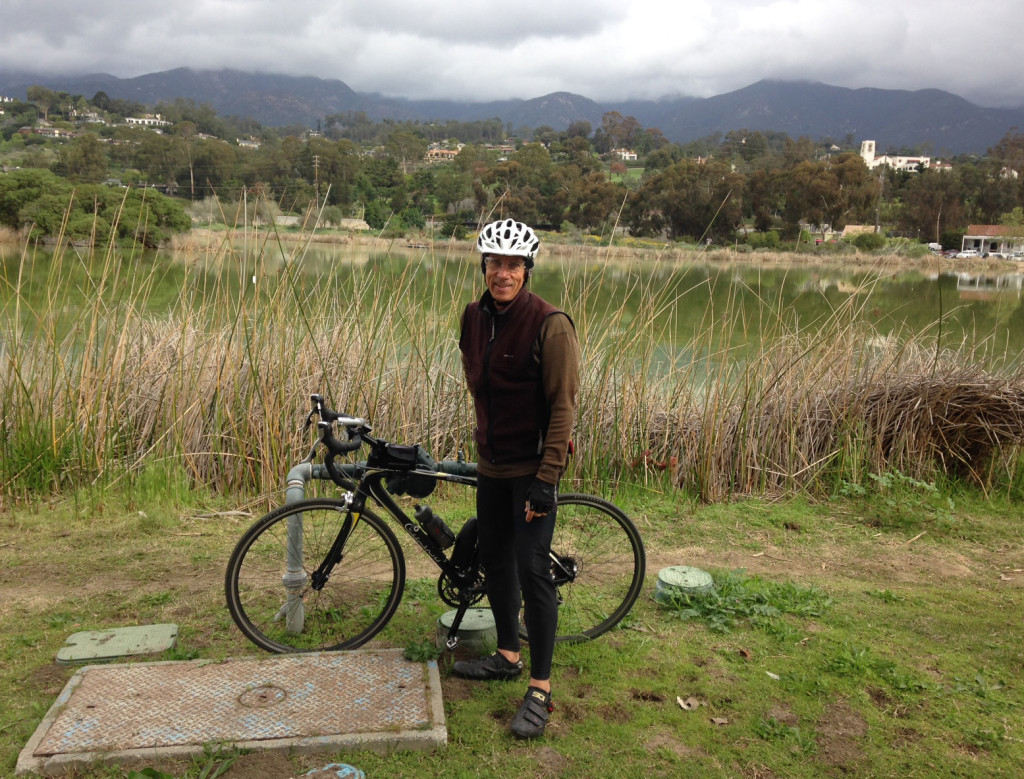 Tom and the Bird Refuge under dark skies.